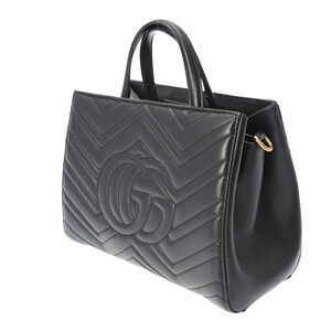 Gucci Handbag GG Marmont Black Bag Shoulder Quilted Leather